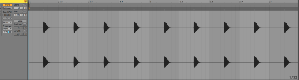 Ableton warp mode settings.