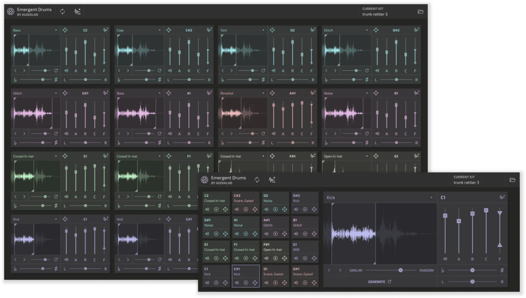 Emergent Drums from Audialab for generating drum samples.