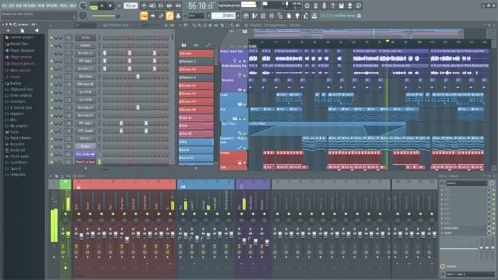 Screenshot of FL Studio.