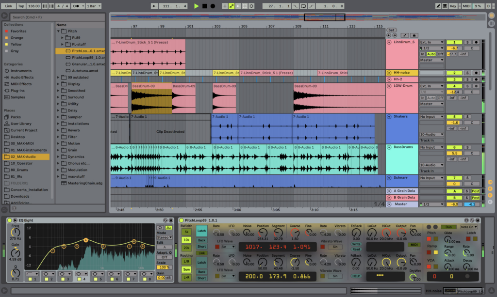 Screenshot of an Ableton Live project.